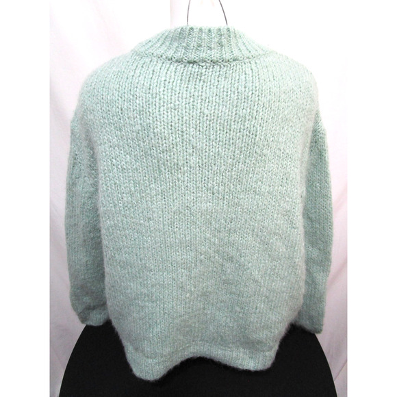 EUC! Zara Mint Green Thick Crew Neck Oversize Sweater Women Sz M - Picture 7 of 8